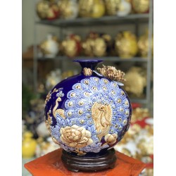 Bình hút lộc men xanh dương Công Thành Danh Toại BL37B