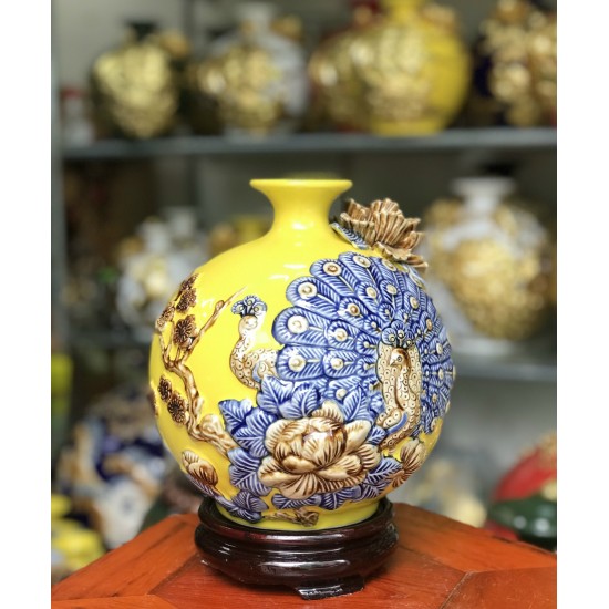 Bình hút lộc men vàng Công Thành Danh Toại BL37C