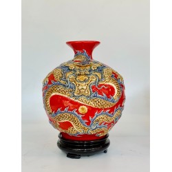 Bình hút lộc men màu đỏ Rồng Phong Thủy BL38 Bình hút lộc men màu đỏ Rồng Phong Thủy BL38