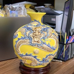 Bình hút lộc men màu vàng Rồng Phong Thủy BL38A Bình hút lộc men màu vàng Rồng Phong Thủy BL38A