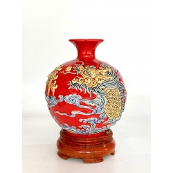 Bình hút lộc men màu đỏ Cá Chép Hóa Rồng BL39 Bình hút lộc men màu đỏ Cá Chép Hóa Rồng BL39