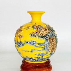 Bình hút lộc men màu vàng Cá Chép Hóa Rồng BL39A