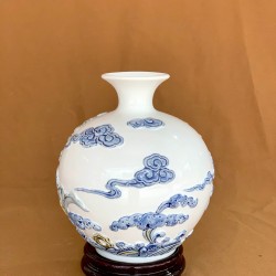 Bình hút lộc men trắng Cá Chép Hóa Rồng BL39B Bình hút lộc men trắng Cá Chép Hóa Rồng BL39B