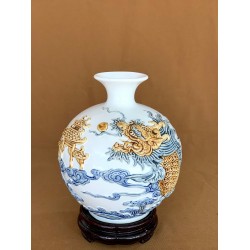 Bình hút lộc men trắng Cá Chép Hóa Rồng BL39B Bình hút lộc men trắng Cá Chép Hóa Rồng BL39B