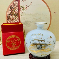 Bình hút lộc men trắng vẽ vàng Thuận Buồm Xuôi Gió BL40C