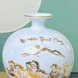 Bình hút lộc men đỏ vẽ vàng Mã Đáo Thành Công BL41B