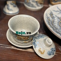 Bát sâm men rạn đắp nổi hình rồng Bát Tràng BS02 Bát sâm men rạn đắp nổi hình rồng Bát Tràng BS02