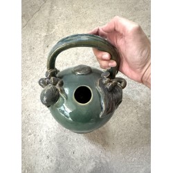 Bình vôi phong thủy men xanh hình lá trầu quả cau Bát Tràng BV07A