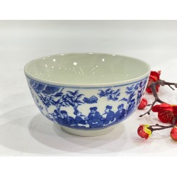 Chén thờ men lam vẽ trúc lâm thất hiền Bát Tràng CD06A