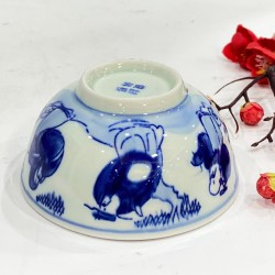 Chén thờ men lam vẽ Phúc Lộc Thọ Bát Tràng CD08