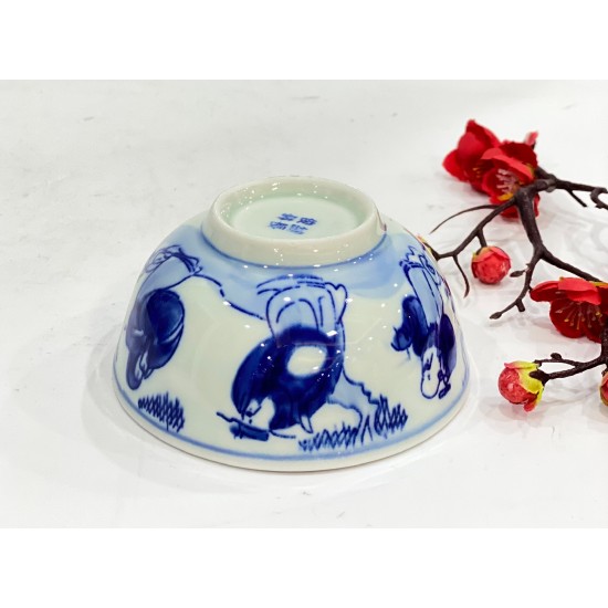 Chén thờ men lam vẽ Phúc Lộc Thọ Bát Tràng CD08