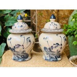 Chóe đựng rượu cao cấp vẽ hoa sen men rạn Bát Tràng CE03