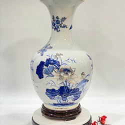 Bình củ tỏi men lam vẽ vàng vẽ Công Danh Phú Quý CT03 Bình củ tỏi men lam vẽ vàng vẽ Công Danh Phú Quý CT03