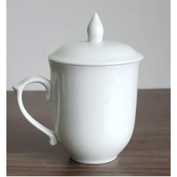 Cốc sứ trắng có nắp Bát Tràng