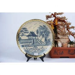 Đĩa gốm sứ Bát Tràng bọc đồng Chùa Một Cột D18A - Quà lưu niệm Hà Nội Đĩa gốm sứ Bát Tràng bọc đồng Chùa Một Cột D18A - Quà lưu niệm Hà Nội