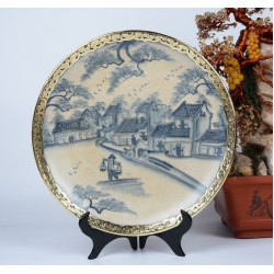 Đĩa gốm sứ Bát Tràng men rạn bọc đồng Phố Cổ D24A - Quà lưu niệm Hà Nội Đĩa gốm sứ Bát Tràng men rạn bọc đồng Phố Cổ D24A - Quà lưu niệm Hà Nội