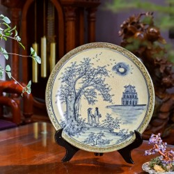 Đĩa gốm Bát Tràng bọc đồng hình Hồ Gươm D29A - Quà lưu niệm Hà Nội Đĩa gốm Bát Tràng bọc đồng hình Hồ Gươm D29A - Quà lưu niệm Hà Nội