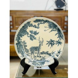 Đĩa gốm sứ men rạn Bát Tràng Tùng Huơu D30B