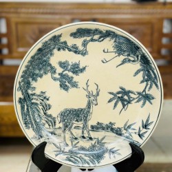 Đĩa gốm sứ men rạn Bát Tràng Tùng Huơu D30B Đĩa gốm sứ men rạn Bát Tràng Tùng Huơu D30B