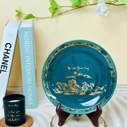 Đĩa trang trí vẽ vàng Mã Đáo Thành Công màu theo phong thủy D43 Đĩa trang trí vẽ vàng Mã Đáo Thành Công màu theo phong thủy D43
