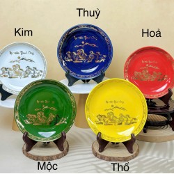 Đĩa trang trí vẽ vàng Mã Đáo Thành Công màu theo phong thủy D43