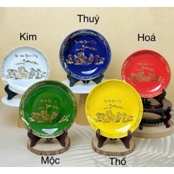 Đĩa trang trí vẽ vàng Mã Đáo Thành Công màu theo phong thủy D43
