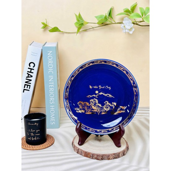 Đĩa trang trí vẽ vàng Mã Đáo Thành Công màu theo phong thủy D43 Đĩa trang trí vẽ vàng Mã Đáo Thành Công màu theo phong thủy D43