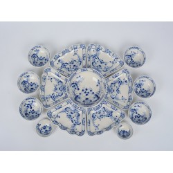 Bộ bát đĩa hoa mặt trời vẽ sen xanh bụi DA02D