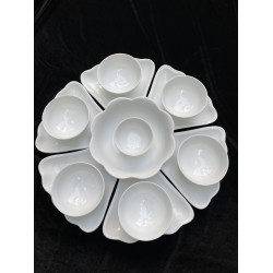 Bộ bát đĩa hoa mặt trời men trắng Bát Tràng DA09