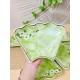 Bộ bát đĩa hoa mặt trời vẽ hoa mận trắng vân đá xanh lá DA11