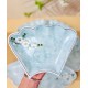 Bộ bát đĩa hoa mặt trời vẽ hoa mận trắng vân đá xanh dương DA11A