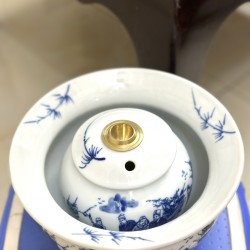 Điếu bát men lam họa tiết Trúc lâm thất hiền Bát Tràng DB09C Điếu bát men lam họa tiết Trúc lâm thất hiền Bát Tràng DB09C