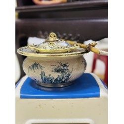 Điếu bát men rạn bọc đồng họa tiết Trúc lâm Bát Tràng DB09F Điếu bát men rạn bọc đồng họa tiết Trúc lâm Bát Tràng DB09F