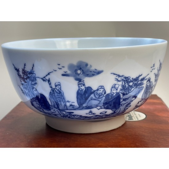 Điếu bát tô men chàm giả cổ vẽ Trúc Lâm Thất Hiền DB19B Điếu bát tô men chàm giả cổ vẽ Trúc Lâm Thất Hiền DB19B