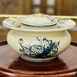 Điếu bát Bát Tràng men rạn vẽ sen DB33C Điếu bát Bát Tràng men rạn vẽ sen DB33C