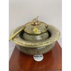 Điếu bát Bát Tràng bọc đồng men hỏa biến DB41 Điếu bát Bát Tràng bọc đồng men hỏa biến DB41