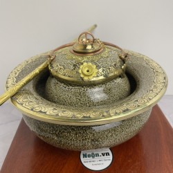 Điếu bát Bát Tràng bọc đồng men hỏa biến DB41