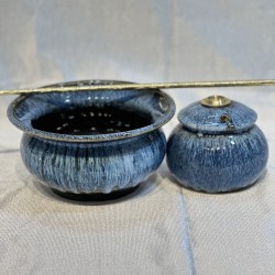 Điếu bát Bát Tràng men xanh hỏa biến DB41A