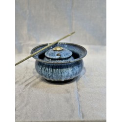 Điếu bát Bát Tràng men xanh hỏa biến DB41A