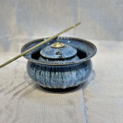 Điếu bát Bát Tràng men xanh hỏa biến DB41A