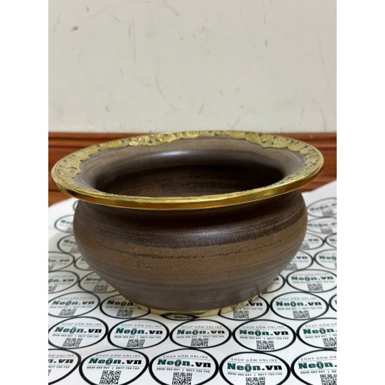 Điếu bát vân giả gỗ men nâu bọc đồng DB42 Điếu bát vân giả gỗ men nâu bọc đồng DB42