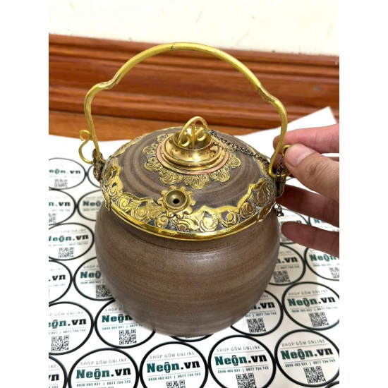 Điếu bát vân giả gỗ men nâu bọc đồng DB42 Điếu bát vân giả gỗ men nâu bọc đồng DB42
