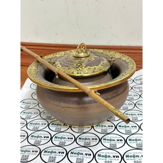Điếu bát vân giả gỗ men nâu bọc đồng DB42 Điếu bát vân giả gỗ men nâu bọc đồng DB42