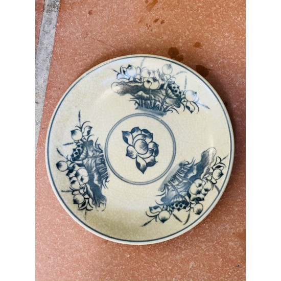 Bộ đồ thờ 3 bát hương men rạn vẽ sen Bát Tràng DT38B