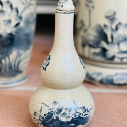 Bộ đồ thờ 3 bát hương men rạn vẽ sen Bát Tràng DT38A