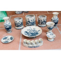 Bộ đồ thờ 3 bát hương men rạn vẽ sen Bát Tràng DT38B