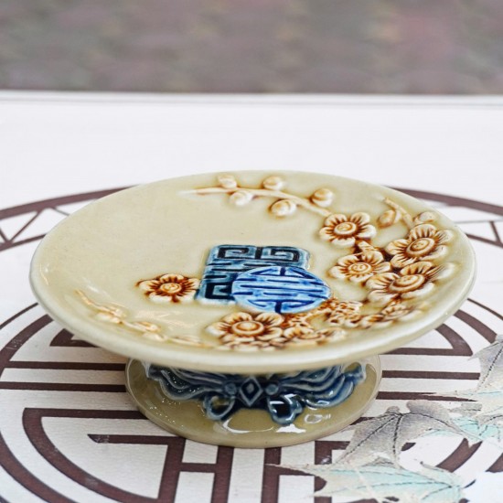 Bộ đồ thờ Bát Tràng men hoàng thổ đắp nổi rồng DT40HT Bộ đồ thờ Bát Tràng men hoàng thổ đắp nổi rồng DT40HT