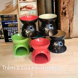 Đèn xông tinh dầu mặt tròn lá trúc gốm Bát Tràng DX13 Đèn xông tinh dầu mặt tròn lá trúc gốm Bát Tràng DX13
