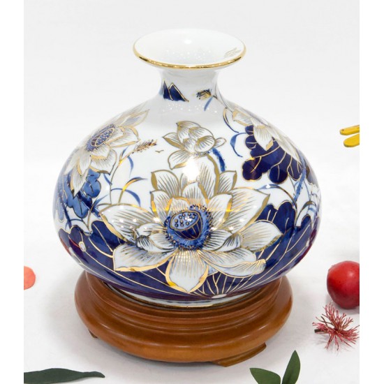 Giỏ tiền hút lộc vẽ vàng sen phú quý GT02