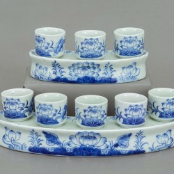 Bộ kỷ cong 3 chén thờ men lam hoa sen KC02S3 Bộ kỷ cong 3 chén thờ men lam hoa sen KC02S3